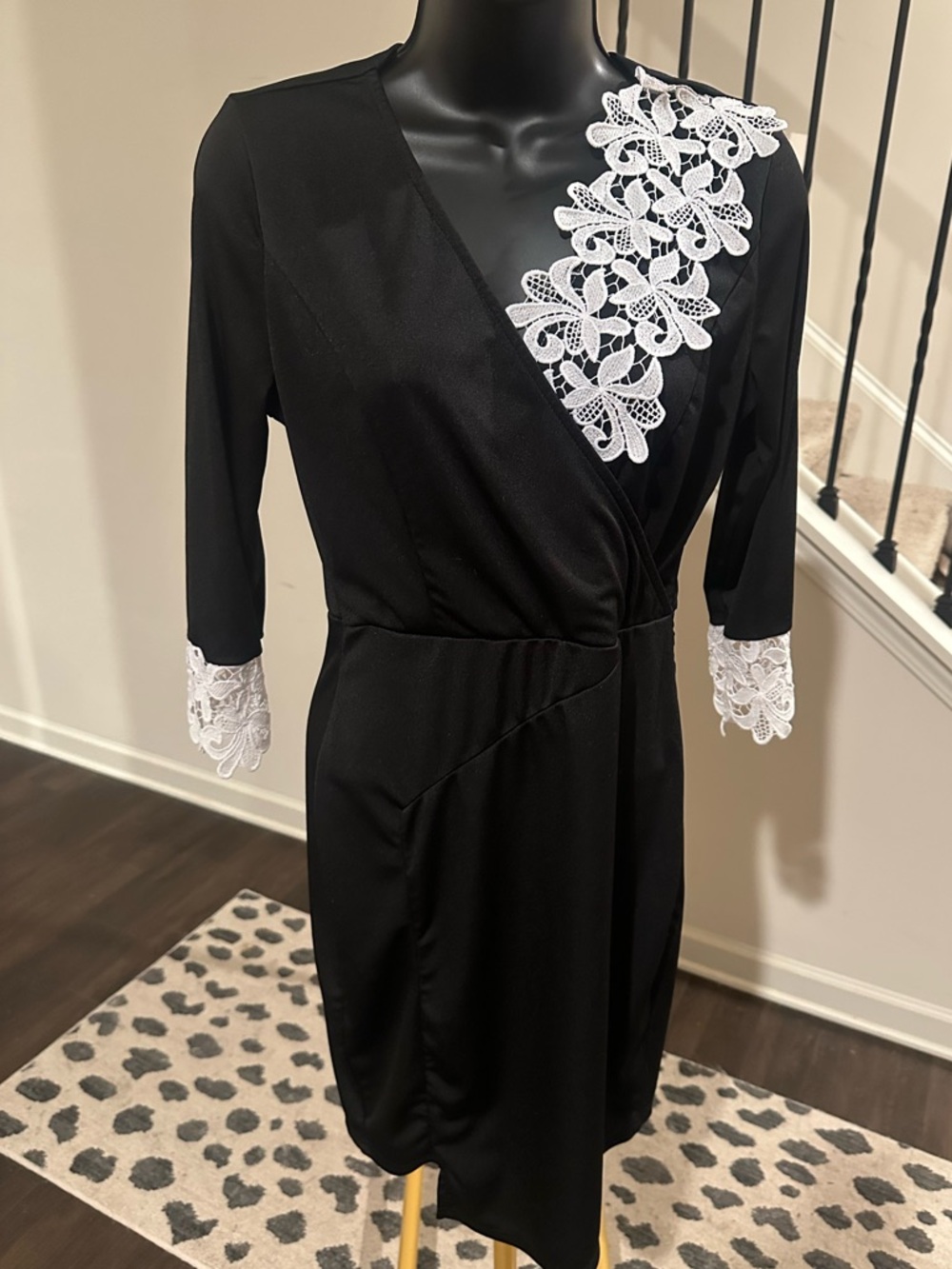 white floral lace applique.